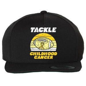 Football Tackle Childhood Cancer Retro Awareness Ribbon Wool Snapback Cap