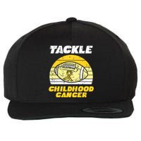 Football Tackle Childhood Cancer Retro Awareness Ribbon Wool Snapback Cap