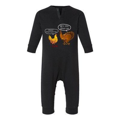 Funny Thanksgiving Chicken Vs Turkey Infant Fleece One Piece