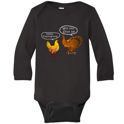 Funny Thanksgiving Chicken Vs Turkey Baby Long Sleeve Bodysuit