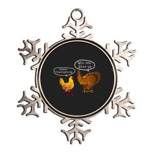 Funny Thanksgiving Chicken Vs Turkey Metallic Star Ornament