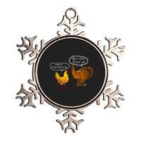 Funny Thanksgiving Chicken Vs Turkey Metallic Star Ornament