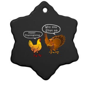 Funny Thanksgiving Chicken Vs Turkey Ceramic Star Ornament