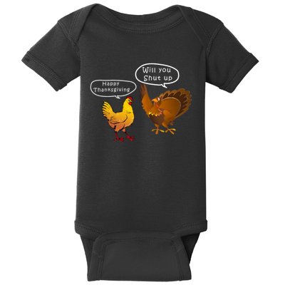 Funny Thanksgiving Chicken Vs Turkey Baby Bodysuit