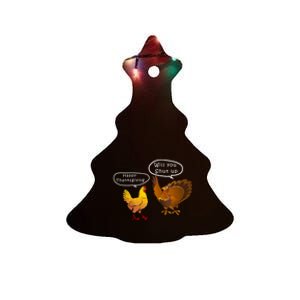 Funny Thanksgiving Chicken Vs Turkey Ceramic Tree Ornament