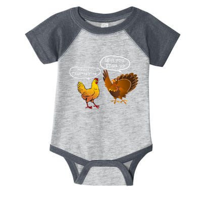 Funny Thanksgiving Chicken Vs Turkey Infant Baby Jersey Bodysuit