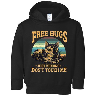 Free Tortoiseshell Cat Hugs Just Kidding Dont Touch Me Toddler Hoodie