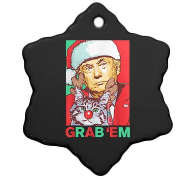 Funny Trump Cat Grab' Em Vintage Retro Christmas Trump Gift Ceramic Star Ornament