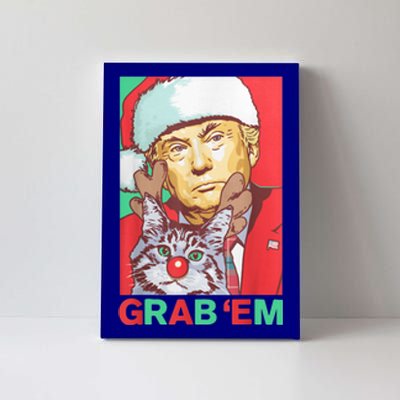 Funny Trump Cat Grab' Em Vintage Retro Christmas Trump Gift Canvas