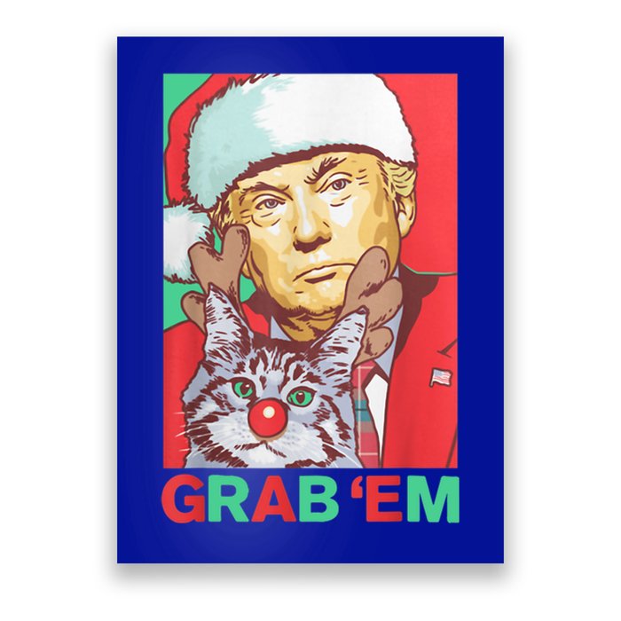 Funny Trump Cat Grab' Em Vintage Retro Christmas Trump Gift Poster