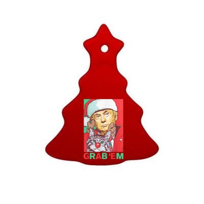 Funny Trump Cat Grab' Em Vintage Retro Christmas Trump Gift Ceramic Tree Ornament