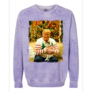 Funny Trump Christmas Sweater For Cat Lovers Xmas Pajamas Colorblast Crewneck Sweatshirt