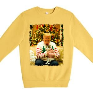 Funny Trump Christmas Sweater For Cat Lovers Xmas Pajamas Premium Crewneck Sweatshirt