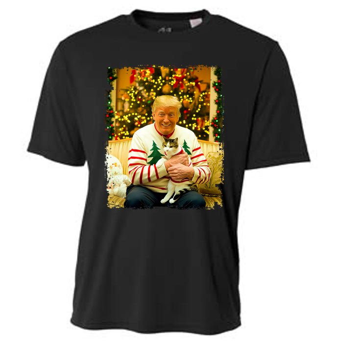 Funny Trump Christmas Sweater For Cat Lovers Xmas Pajamas Cooling Performance Crew T-Shirt