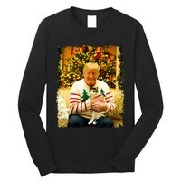 Funny Trump Christmas Sweater For Cat Lovers Xmas Pajamas Long Sleeve Shirt