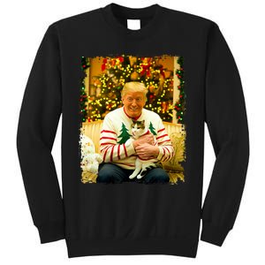 Funny Trump Christmas Sweater For Cat Lovers Xmas Pajamas Sweatshirt