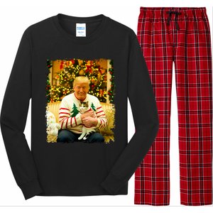 Funny Trump Christmas Sweater For Cat Lovers Xmas Pajamas Long Sleeve Pajama Set