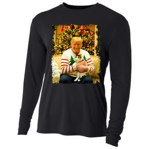 Funny Trump Christmas Sweater For Cat Lovers Xmas Pajamas Cooling Performance Long Sleeve Crew