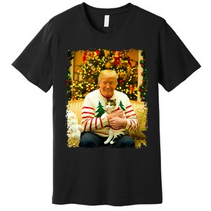 Funny Trump Christmas Sweater For Cat Lovers Xmas Pajamas Premium T-Shirt