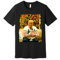 Funny Trump Christmas Sweater For Cat Lovers Xmas Pajamas Premium T-Shirt