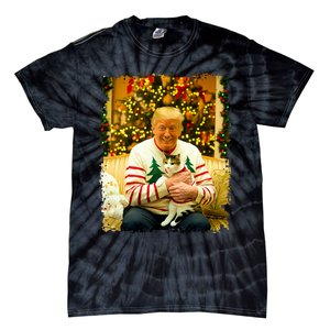 Funny Trump Christmas Sweater For Cat Lovers Xmas Pajamas Tie-Dye T-Shirt