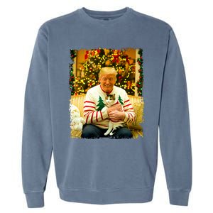 Funny Trump Christmas Sweater For Cat Lovers Xmas Pajamas Garment-Dyed Sweatshirt