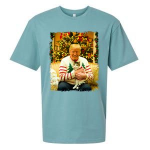 Funny Trump Christmas Sweater For Cat Lovers Xmas Pajamas Sueded Cloud Jersey T-Shirt