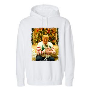 Funny Trump Christmas Sweater For Cat Lovers Xmas Pajamas Garment-Dyed Fleece Hoodie