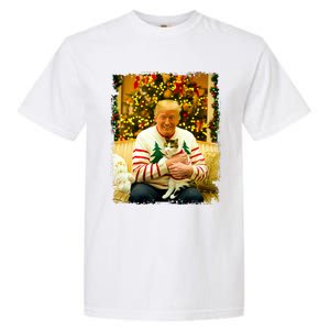 Funny Trump Christmas Sweater For Cat Lovers Xmas Pajamas Garment-Dyed Heavyweight T-Shirt