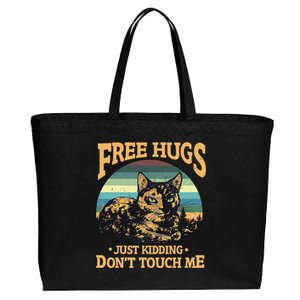 Free Tortoiseshell Cat Hugs Just Kidding Dont Touch Me Cotton Canvas Jumbo Tote