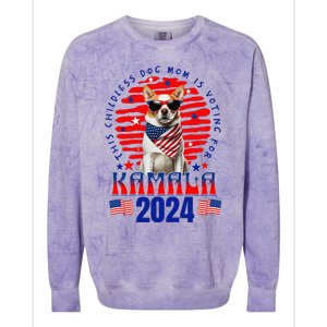 Funny This Childless Dog Mom Is Voting Kamala Harris 2024 Colorblast Crewneck Sweatshirt