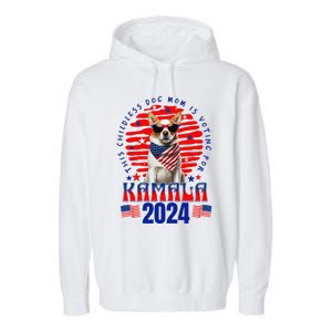 Funny This Childless Dog Mom Is Voting Kamala Harris 2024 Garment-Dyed Fleece Hoodie