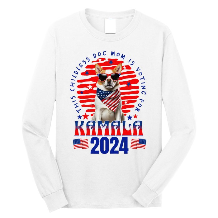 Funny This Childless Dog Mom Is Voting Kamala Harris 2024 Long Sleeve Shirt