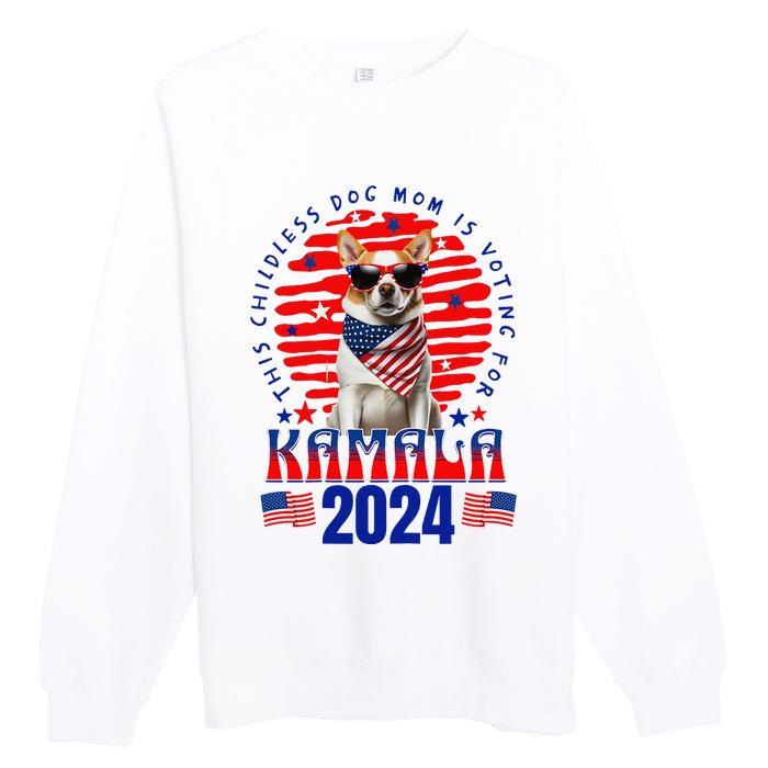 Funny This Childless Dog Mom Is Voting Kamala Harris 2024 Premium Crewneck Sweatshirt