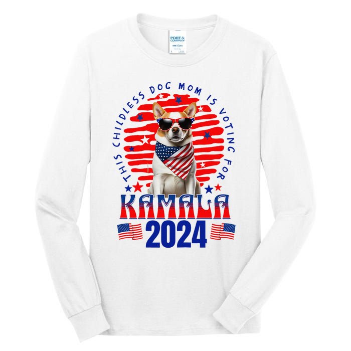 Funny This Childless Dog Mom Is Voting Kamala Harris 2024 Tall Long Sleeve T-Shirt