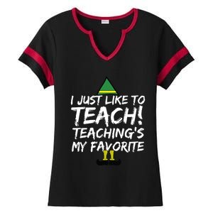 Funny Teacher Christmas Teaching Is My Favorite Ladies Halftime Notch Neck Tee