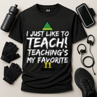 Funny Teacher Christmas Teaching Is My Favorite Cooling Performance Crew T-Shirt