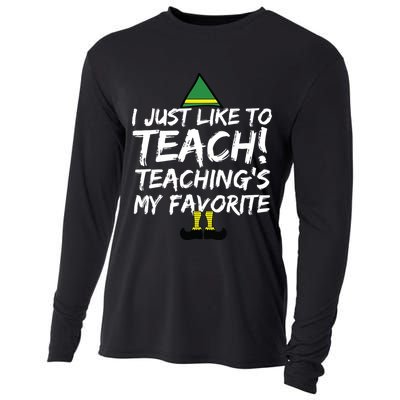 Funny Teacher Christmas Teaching Is My Favorite Cooling Performance Long Sleeve Crew