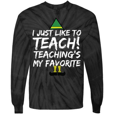 Funny Teacher Christmas Teaching Is My Favorite Tie-Dye Long Sleeve Shirt