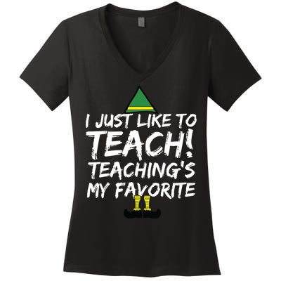 Funny Teacher Christmas Teaching Is My Favorite Women's V-Neck T-Shirt