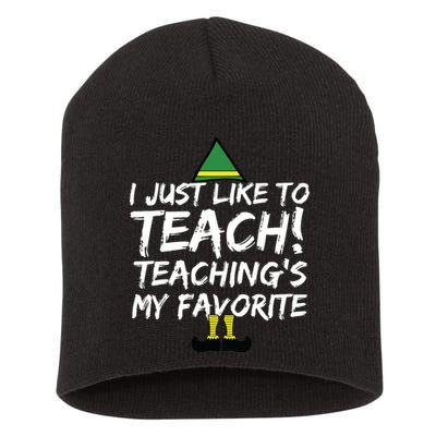 Funny Teacher Christmas Teaching Is My Favorite Short Acrylic Beanie