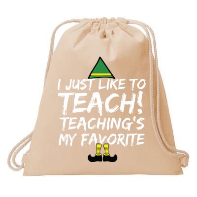 Funny Teacher Christmas Teaching Is My Favorite Drawstring Bag