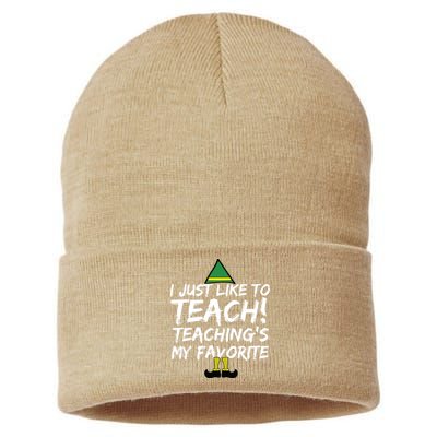 Funny Teacher Christmas Teaching Is My Favorite Sustainable Knit Beanie