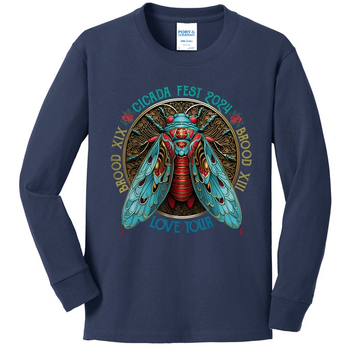 Funny The Cicadas Reunion Summer 2024 Kids Long Sleeve Shirt