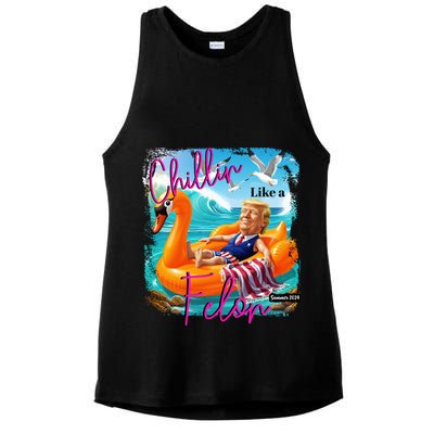 Funny Trump Chillin Like A Felon Ladies PosiCharge Tri-Blend Wicking Tank