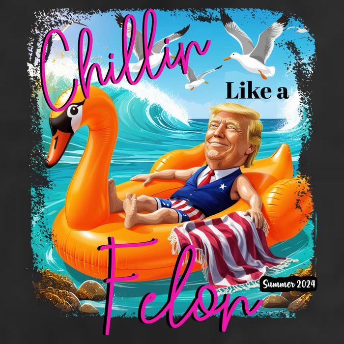 Funny Trump Chillin Like A Felon 7 Panel Mesh Trucker Snapback Hat