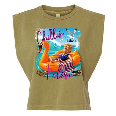 Funny Trump Chillin Like A Felon Garment-Dyed Women's Muscle Tee