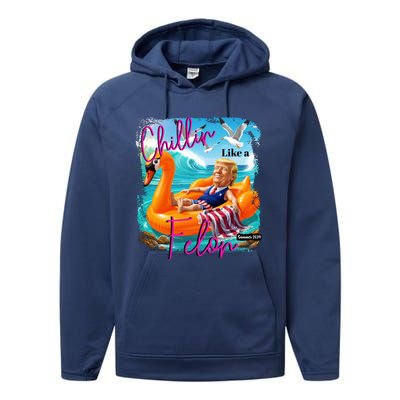 Funny Trump Chillin Like A Felon Performance Fleece Hoodie