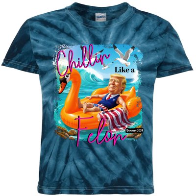 Funny Trump Chillin Like A Felon Kids Tie-Dye T-Shirt