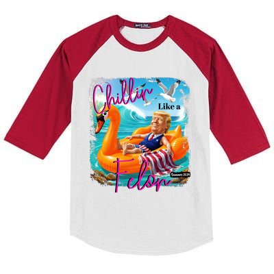 Funny Trump Chillin Like A Felon Kids Colorblock Raglan Jersey